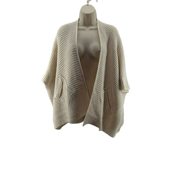 Cocogio Cream Wool Blend Cardigan Shrug Pockets One Size Fits Most - Picture 1 of 4